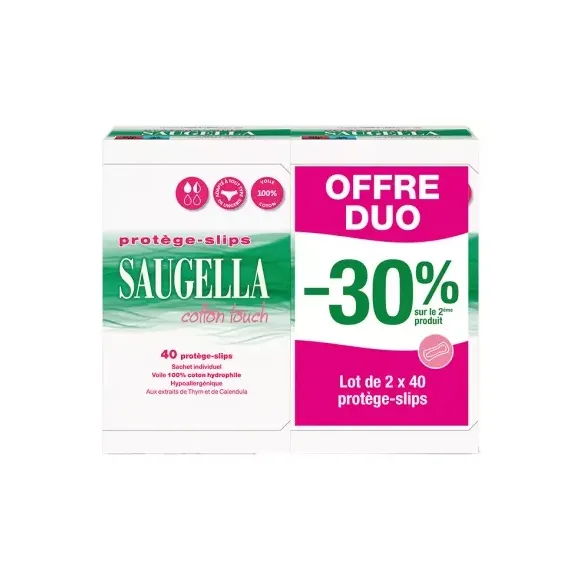 Protège-slips Cotton touch Saugella - lot de 2 boites de 40 protèges-slips offre spéciale