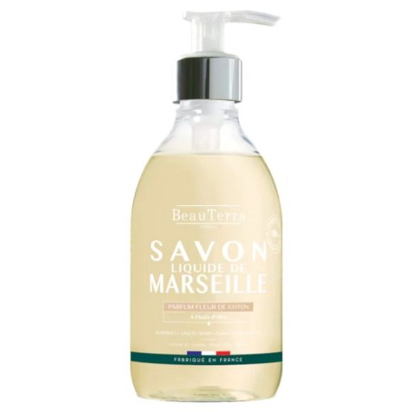 Savon liquide de marseille fleur de coton Beauterra - flacon-pompe de 300ml