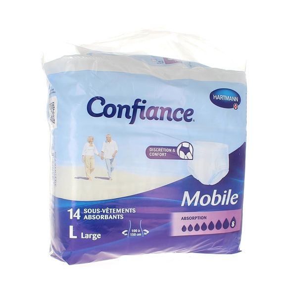 Slip absorption 8 jetable Confiance mobile taille L - 14 sous-vêtements absorbants