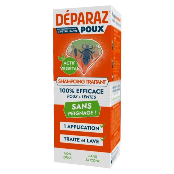Déparaz Shampoing traitant poux + lentes sans peignage - flacon de 150ml