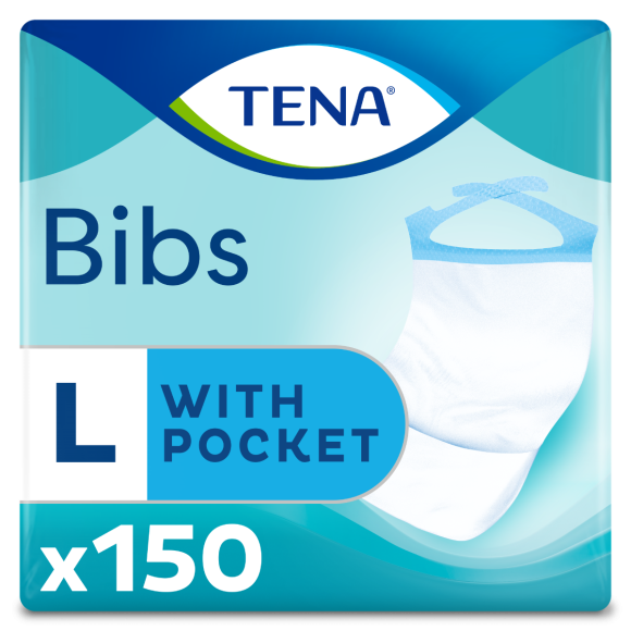 Bibs protections pour repas 37x66 cm taille L Tena - paquet de 150 protections