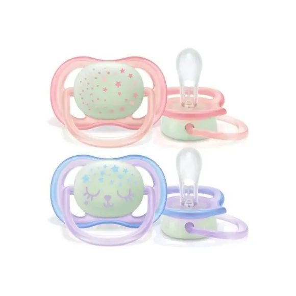 Sucette de nuit ultra air silicone 0-6 mois Avent - boîte de 2 sucettes