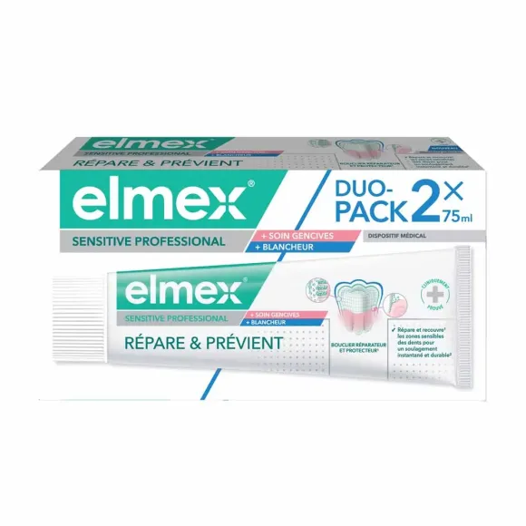 Sensitive professional dentifrice répare et prévient Elmex - lot de 2 tubes de 75ml