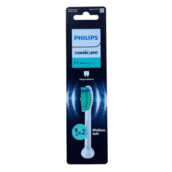 Têtes de brosse médium soft C1 ProResults Sonicare Philips - lot de 2 têtes de brosse 