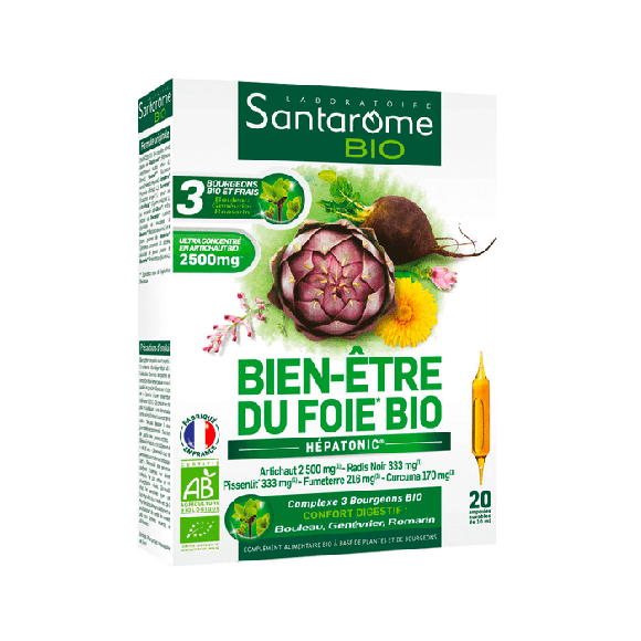 Bien-être du foie hépatonic Bio Santarome - boite de 20 ampoules