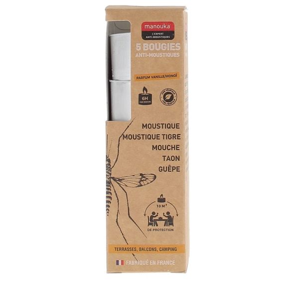 Bougie Anti-Moustiques Manouka - boîte de 5 bougies