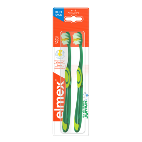 Brosse à dents souple Junior 6-12 ans Elmex - 2 brosses à dents