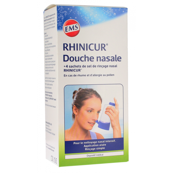 Douche nasale Rhinicur - boîte d'une douche nasale + 4 sachets de sel de rinçage nasal