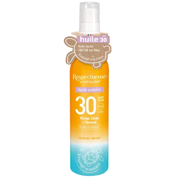 Huile solaire SPF30 Respectueuse - spray de 100ml
