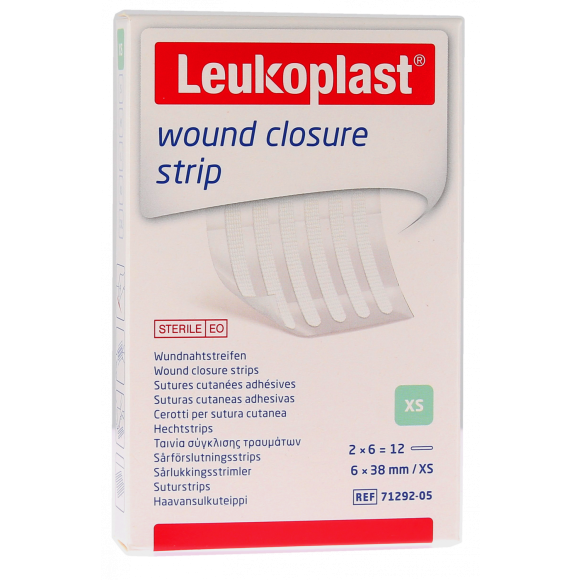 Leukosan Strip sutures cutanées adhésives BSN Médical - 12 strips de 6 x 38 mm