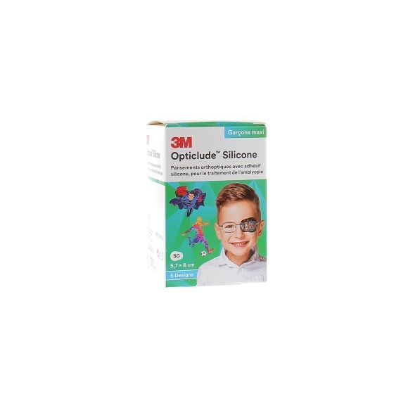 Opticlude silicone garçons maxi 3M - 50 pansements de 5,7 x 8,0 cm