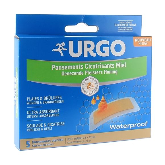Pansements cicatrisants miel waterproof Urgo -  boîte de 5 pansements stériles