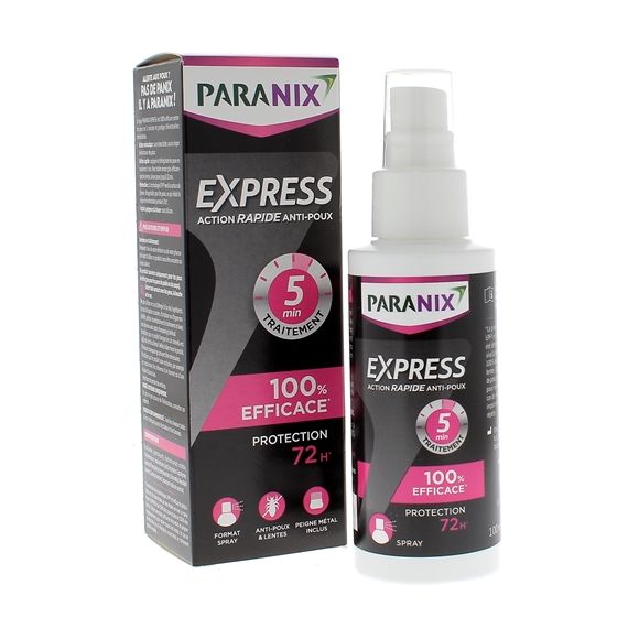 Lotion rapide anti-poux Express 5 min Paranix - spray de 100 ml + peigne