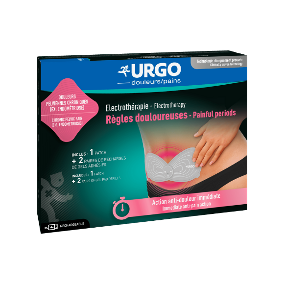 Patch électrothérapie règles douloureuses Urgo - boîte contenant 1 patch et 2 recharges