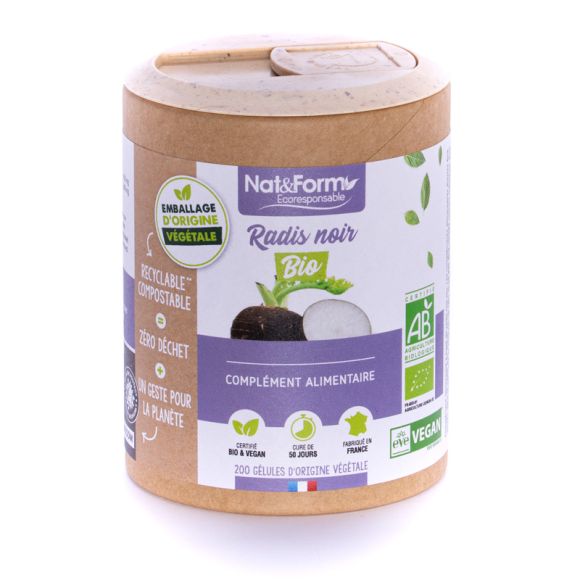 Radis noir Bio Ecoresponsable Nat&Form - Boite de 200 gélules