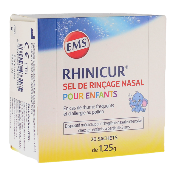 Sel de rinçage nasal pour enfants Rhinicur - boîte de 20 sachets