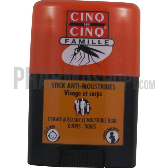 Stick anti-moustiques visage et corps Cinq sur cinq - sticks de 20 ml