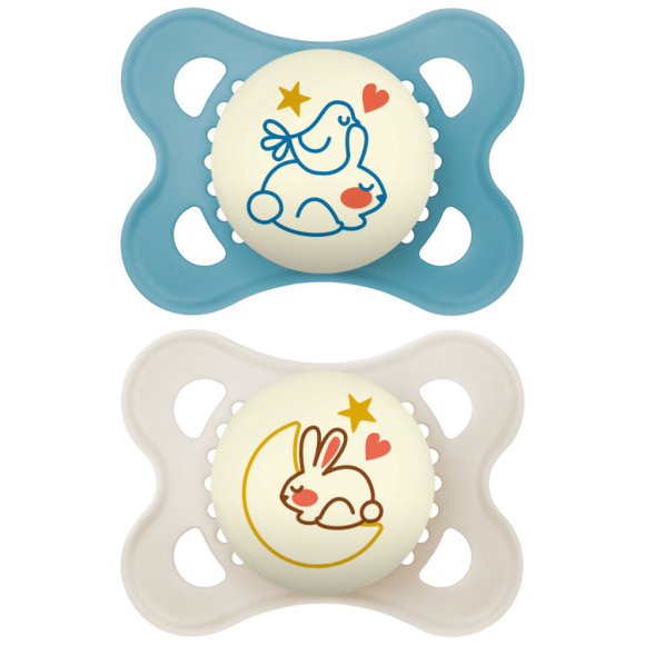 Sucettes anatomiques silicone Original nuit 2-6 mois MAM - lot de 2 sucettes