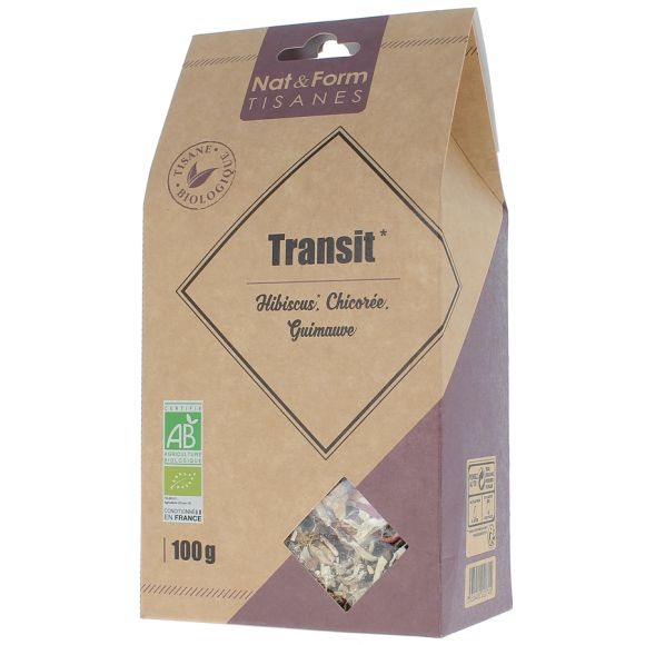 Tisane Transit hibiscus, chicorée, guimauve bio Nat & Form - sachet de 100 g