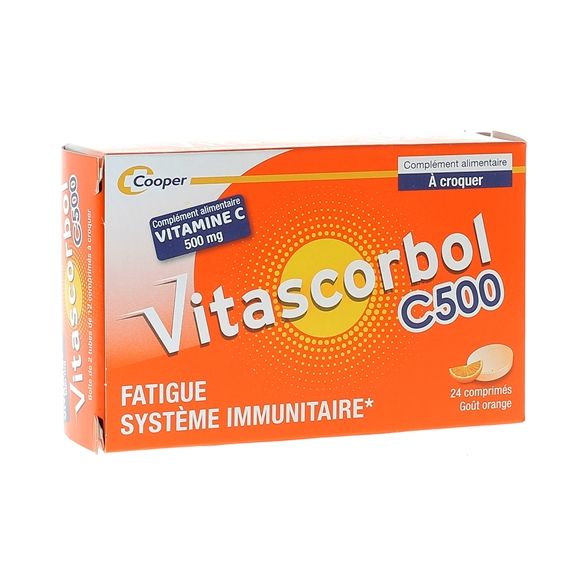 Vitascorbol Vitamine C sans sucre 500 mg - boîte de 24 comprimés