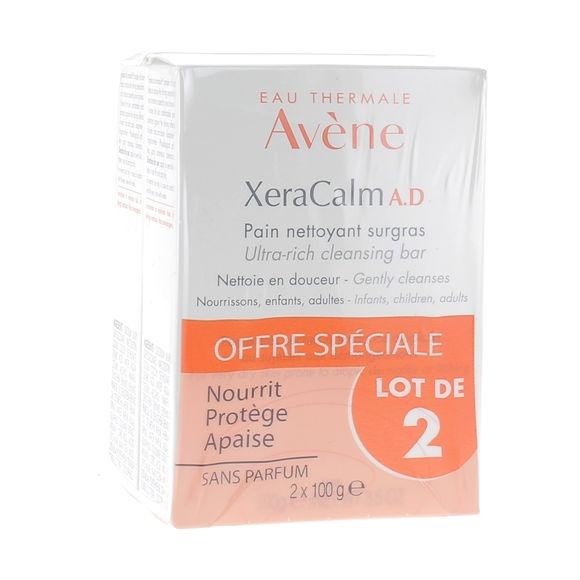 XeraCalm A.D Pain nettoyant surgras Avène - lot de 2 pains de 100 g
