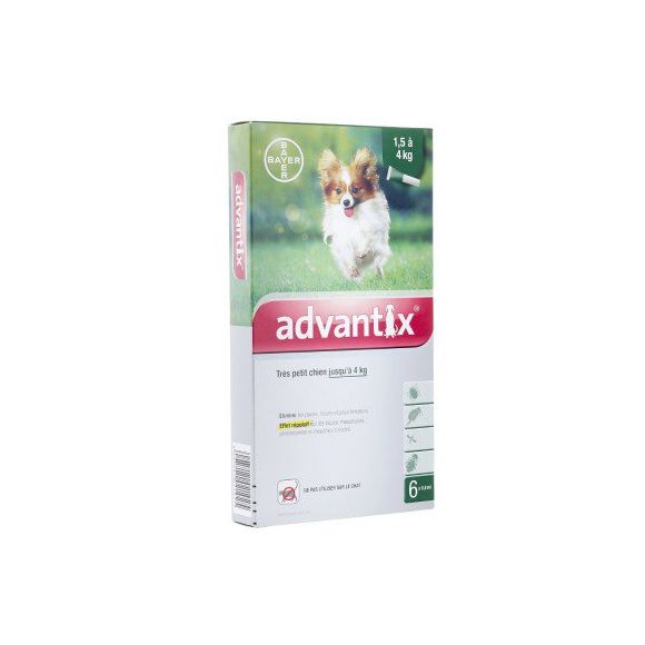 Advantix très petit chien jusqu'à 4 kg Bayer - boite de 6 pipettes
