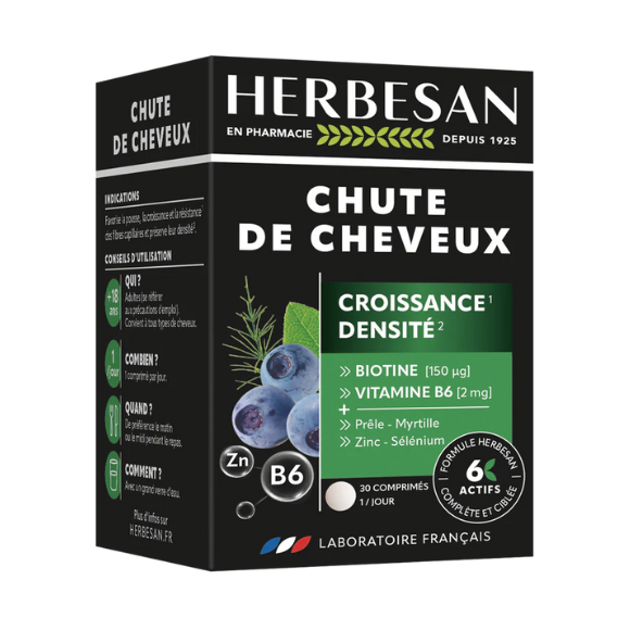 Chute de cheveux croissance densité Herbesan - boite de 30 comprimés