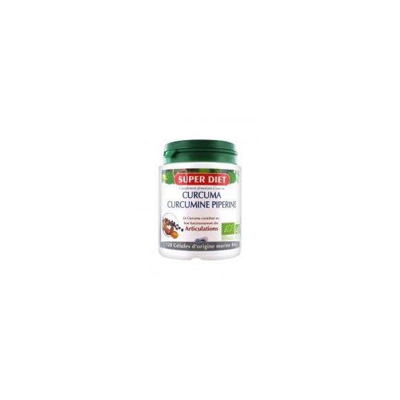 Curcuma Pipérine Bio Super Diet - pot de 120 gélules