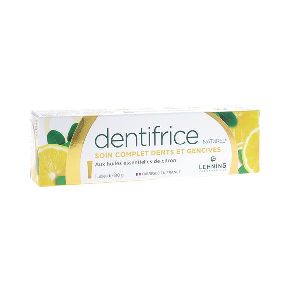 Dentifrice naturel au citron Lehning - tube de 80 g