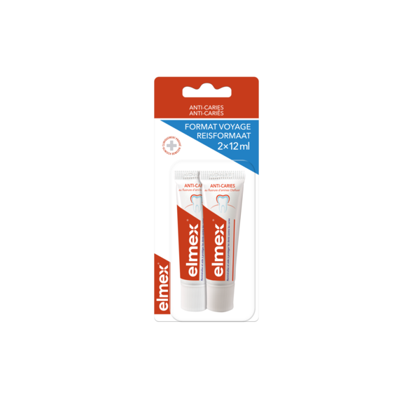 Dentifrice anti-caries format voyage Elmex - 2 tubes de 12 ml