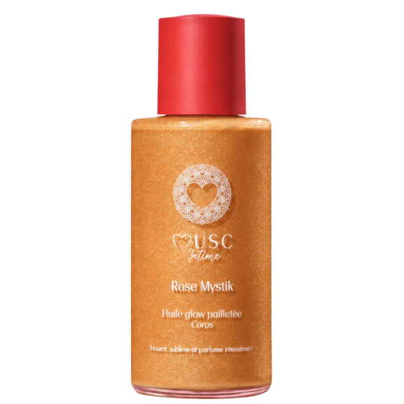 Huile glow pailletée rose mystik Musc Intime - flacon de 100ml