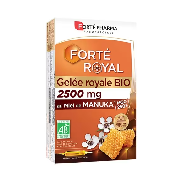 Forté Royal gelée royale BIO 2500mg Forté Pharma - 10 ampoules de 15ml
