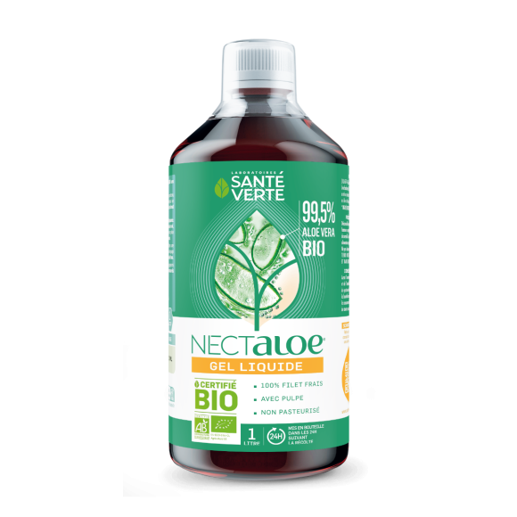 Nectaloe Aloe Vera 99,5% en gel liquide bio Santé Verte - bouteille de 1 litre