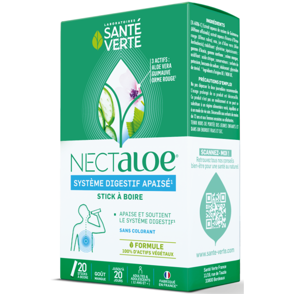 Nectaloe stick à boire Santé Verte - boite de 20 sticks