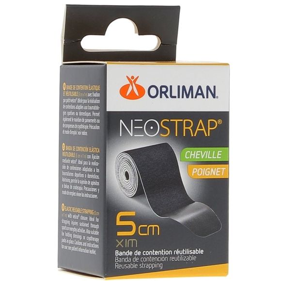 Neostrap cheville et poignet 5 cm x 1 m Orliman - Boite de 1 bande de contention réutilisable