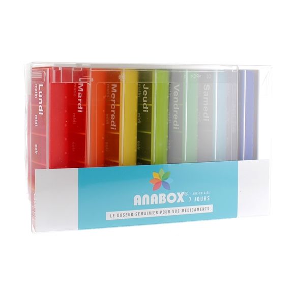 Pilulier hebdomadaire arc-en-ciel Anabox - 1 pilulier