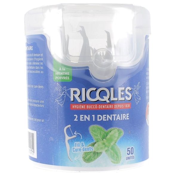 2 en 1 dentaire fil & cure-dents Ricqles - 50 unités