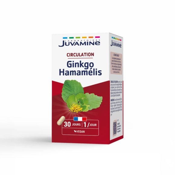 Circulation Ginkgo hamamélis Juvamine - boite de 30 gélules