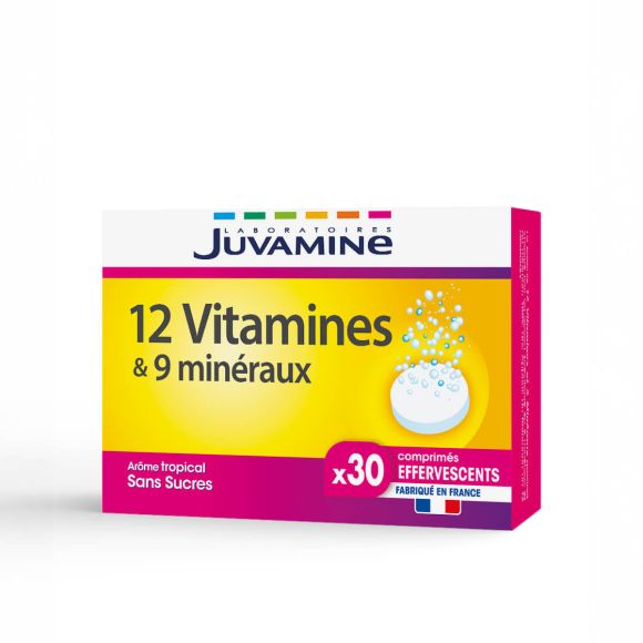 12 Vitamines & 9 Minéraux Juvamine - boîte de 30 comprimés effervescents