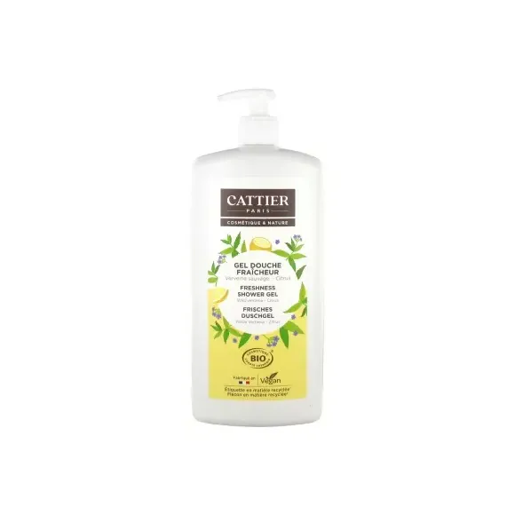 Gel douche fraîcheur verveine citrus bio Cattier - flacon-pompe de 1L