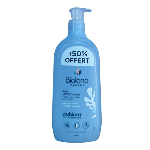 Eau nettoyante sans rinçage Biolane - flacon-pompe de 750ml offre spéciale
