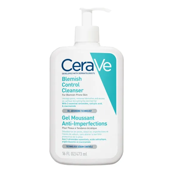 Gel moussant anti-imperfections Cerave - flacon-pompe de 473ml