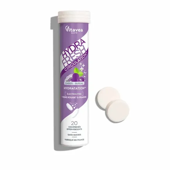 HydraFresh circulation hydratation goût cassis sureau Vitavea - 20 comprimés effervescents 