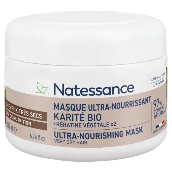 Masque capillaire ultra-nourrissant cheveux très secs Natessance - pot de 200ml