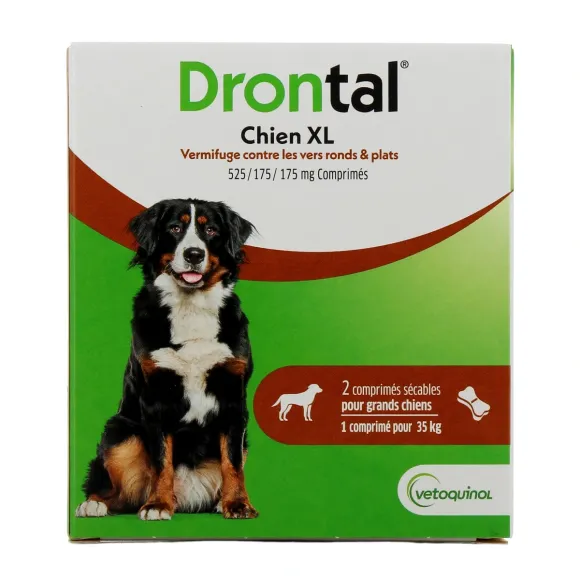 Drontal Chien XL Vetoquinol - boîte de 2 comprimés sécables