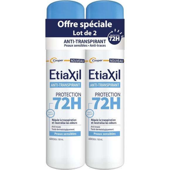 Etiaxil Déodorant anti-transpirant 72h Cooper - lot de 2 sprays de 150ml