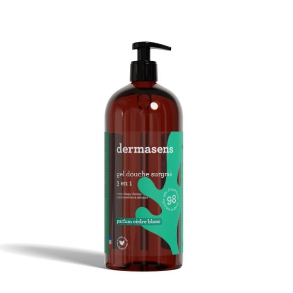 Dermasens gel douche surgras parfumé Cèdre blanc Marque Verte - flacon pompe de 1L