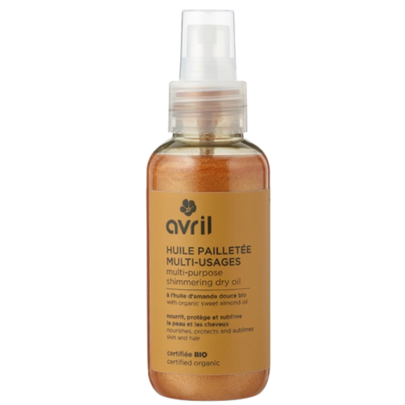 Huile pailletée multi-usages bio Avril - spray de 100ml