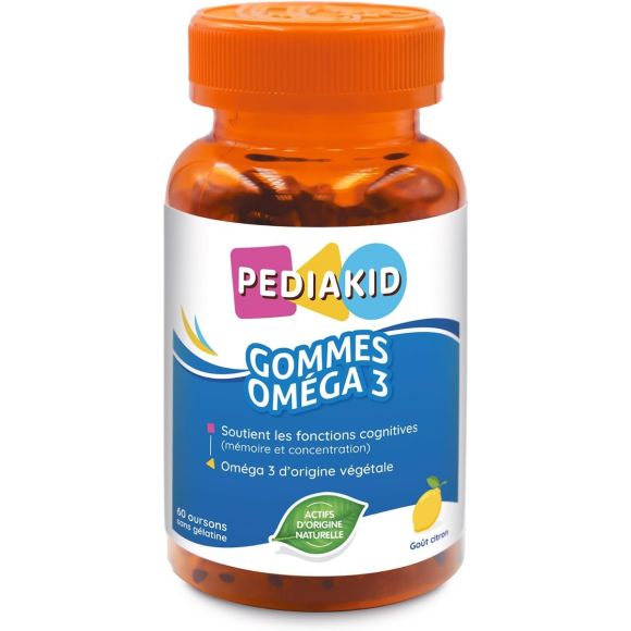 Pediakid gommes omega 3 goût citron Ineldea - boite de 60 oursons