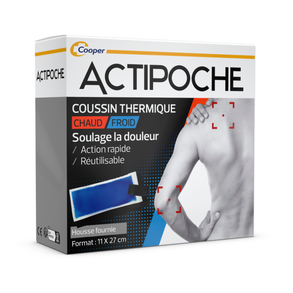 Actipoche coussin thermique 11x27 cm chaud et froid réutilisable Cooper - 1 coussin thermique